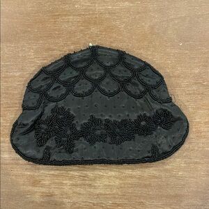 Vintage Retro Elegant Black Beaded Clutch